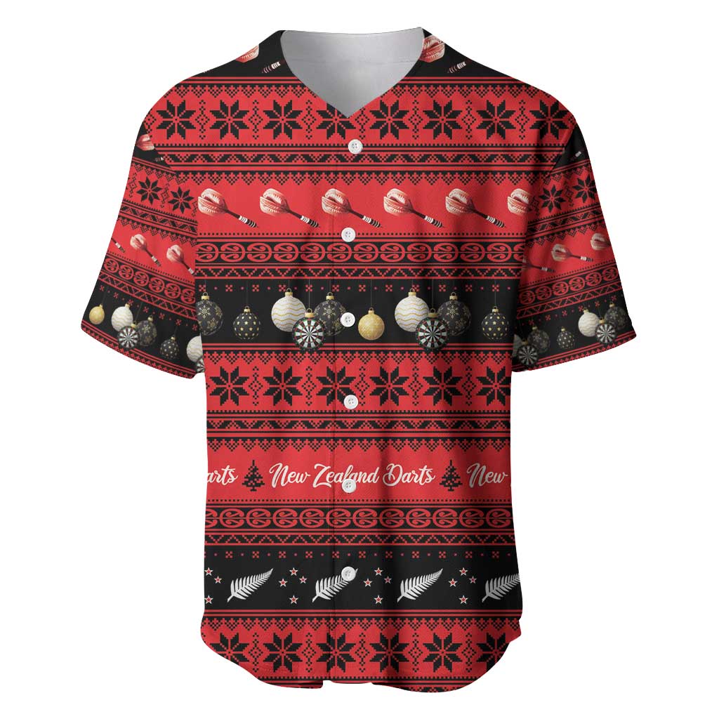 New Zealand Darts Christmas Baseball Jersey Merry Xmas Aotearoa Maori Red - Aussie Hoodie