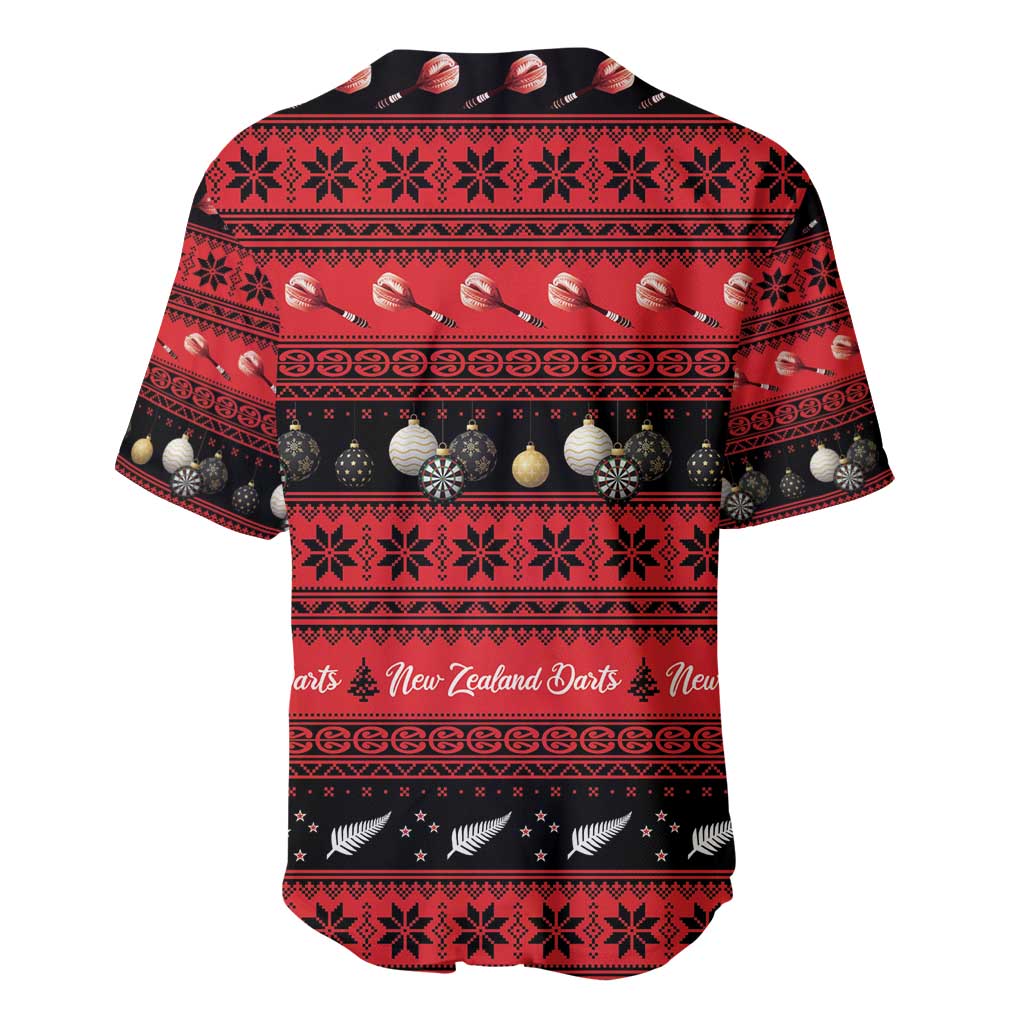 New Zealand Darts Christmas Baseball Jersey Merry Xmas Aotearoa Maori Red - Aussie Hoodie