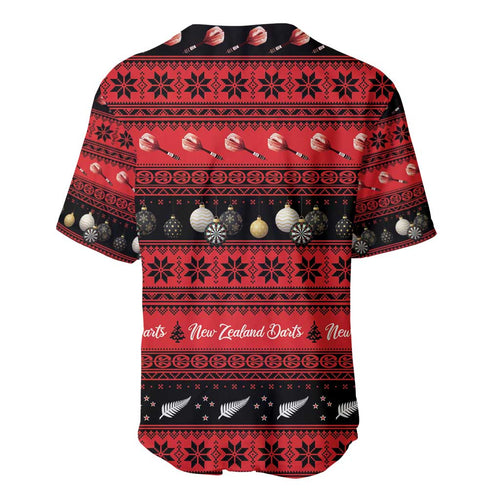 New Zealand Darts Christmas Baseball Jersey Merry Xmas Aotearoa Maori Red - Aussie Hoodie