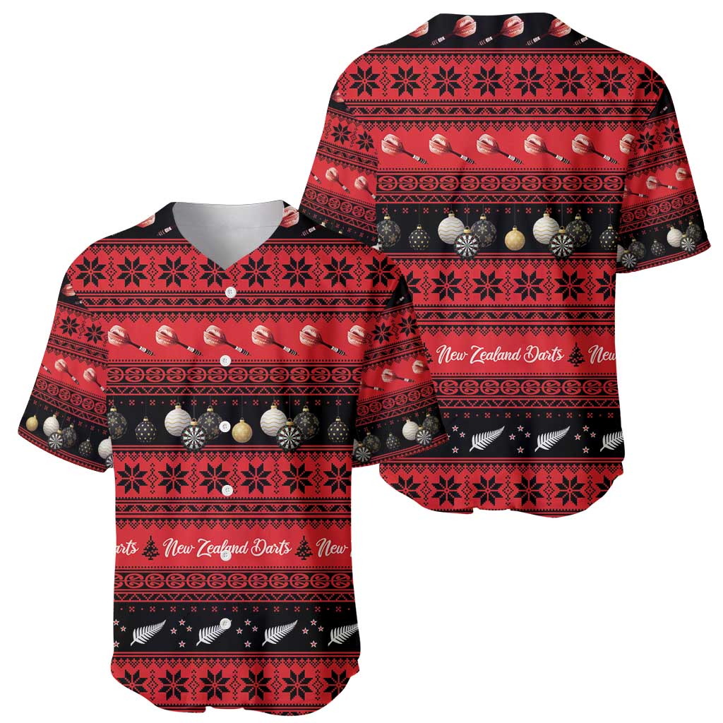 New Zealand Darts Christmas Baseball Jersey Merry Xmas Aotearoa Maori Red - Aussie Hoodie