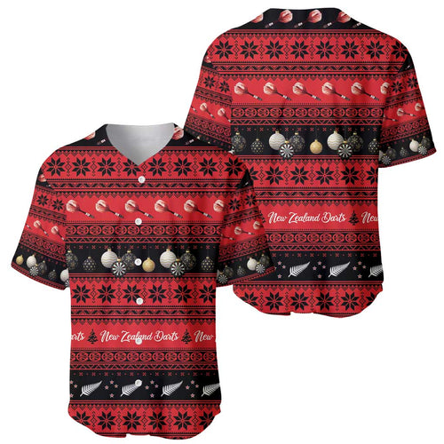 New Zealand Darts Christmas Baseball Jersey Merry Xmas Aotearoa Maori Red - Aussie Hoodie