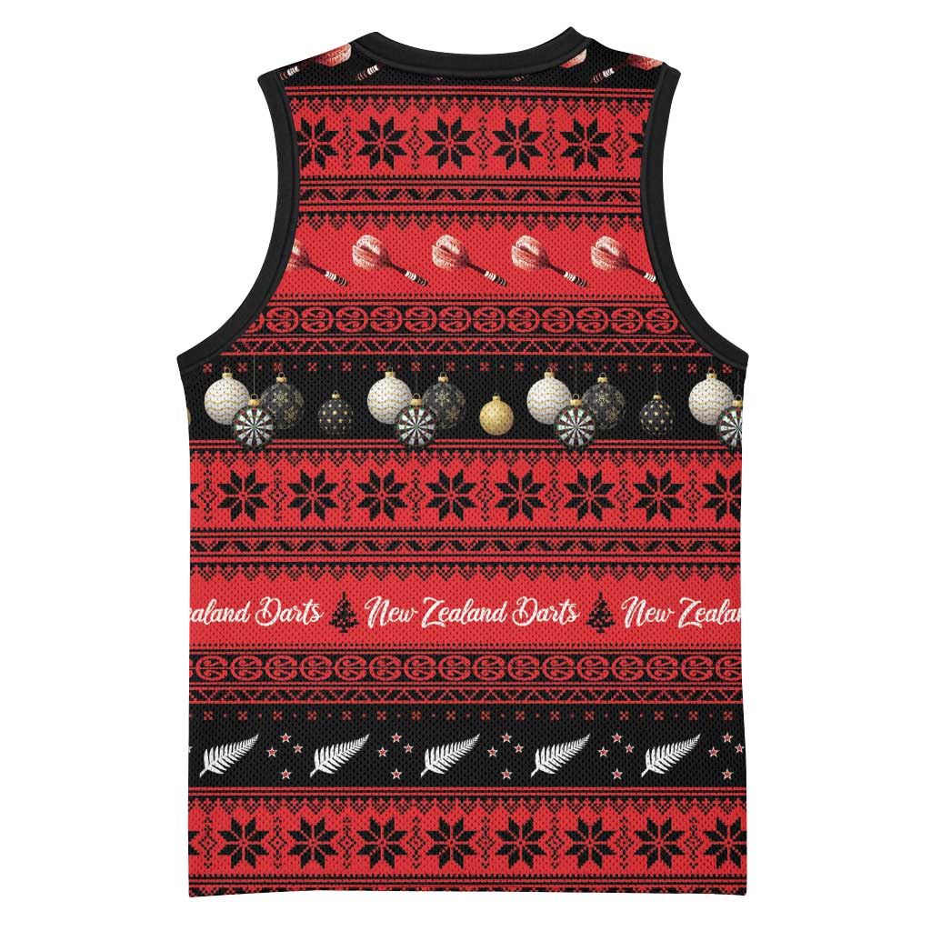 New Zealand Darts Christmas Basketball Jersey Merry Xmas Aotearoa Maori Red - Aussie Hoodie