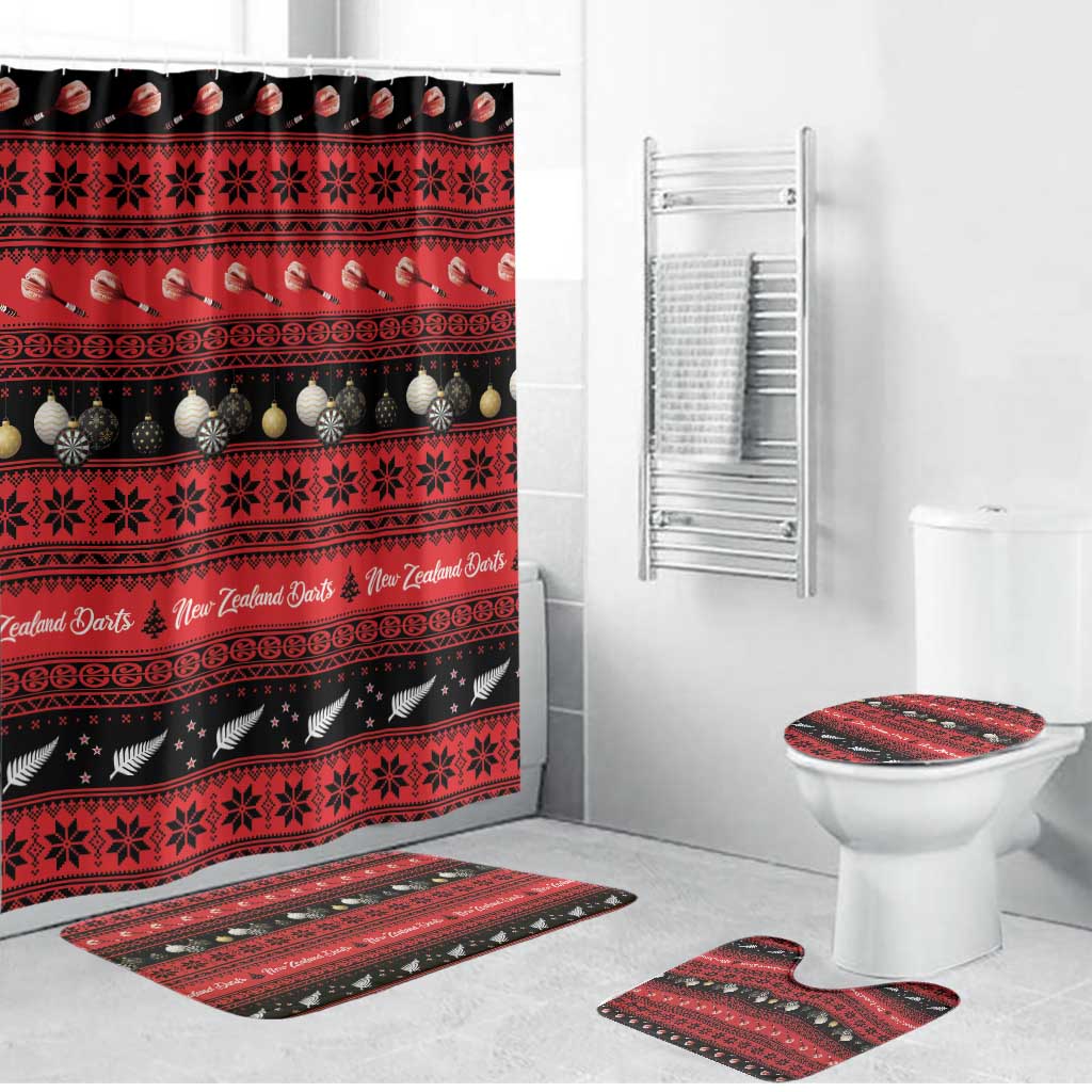 New Zealand Darts Christmas Bathroom Set Merry Xmas Aotearoa Maori Red - Aussie Hoodie