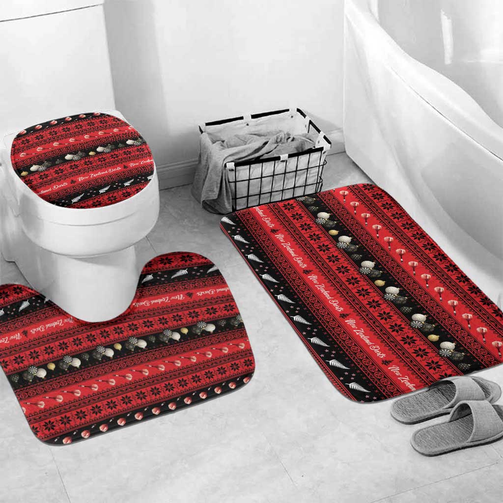 New Zealand Darts Christmas Bathroom Set Merry Xmas Aotearoa Maori Red - Aussie Hoodie