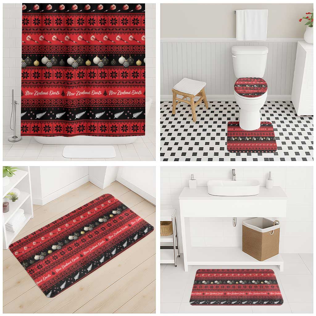 New Zealand Darts Christmas Bathroom Set Merry Xmas Aotearoa Maori Red - Aussie Hoodie