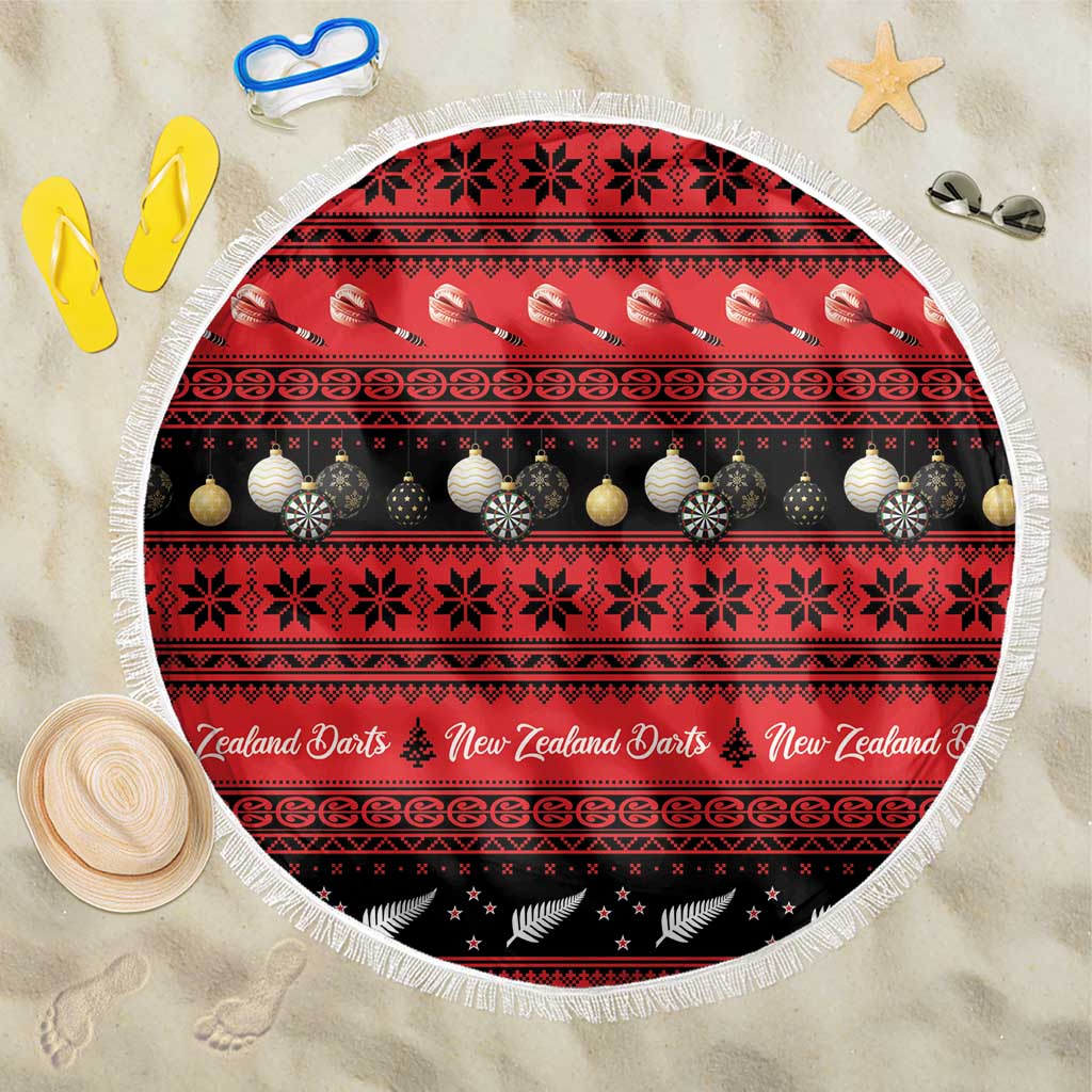 New Zealand Darts Christmas Beach Blanket Merry Xmas Aotearoa Maori Red - Aussie Hoodie