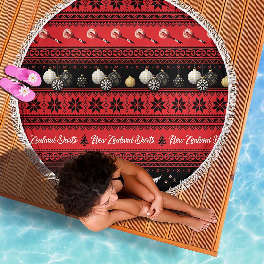 New Zealand Darts Christmas Beach Blanket Merry Xmas Aotearoa Maori Red - Aussie Hoodie
