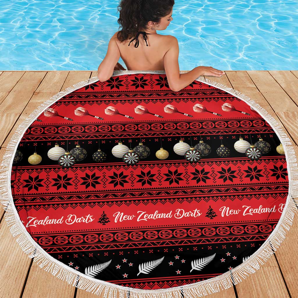 New Zealand Darts Christmas Beach Blanket Merry Xmas Aotearoa Maori Red - Aussie Hoodie