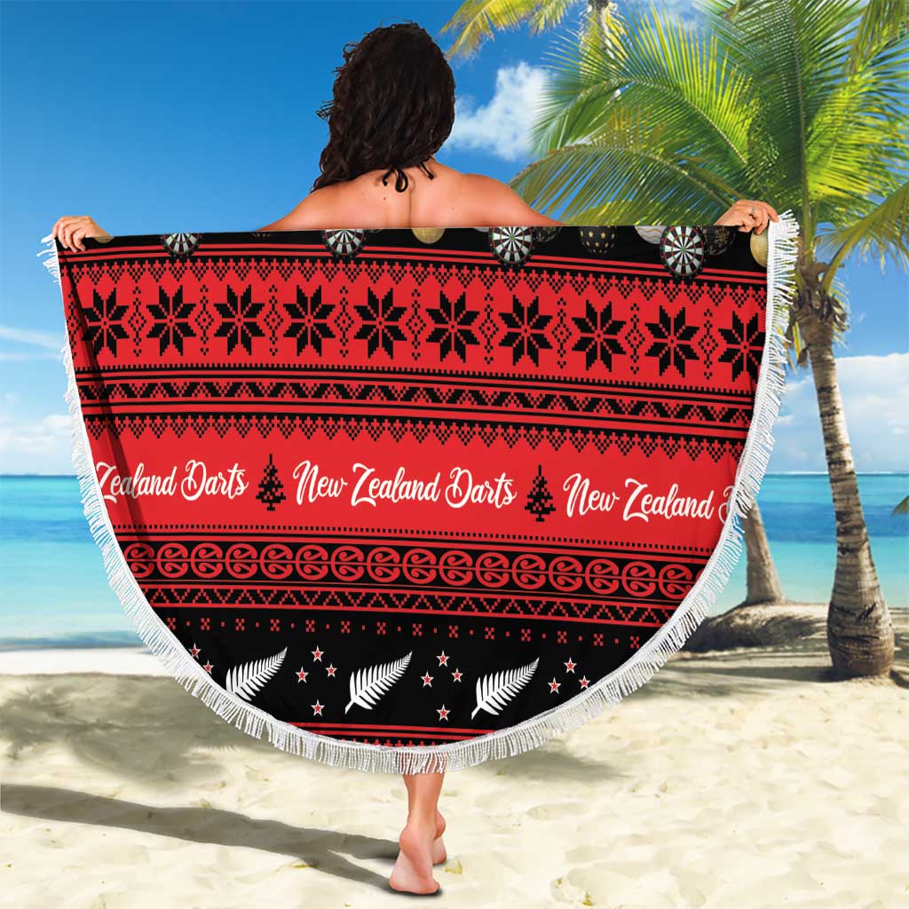 New Zealand Darts Christmas Beach Blanket Merry Xmas Aotearoa Maori Red - Aussie Hoodie