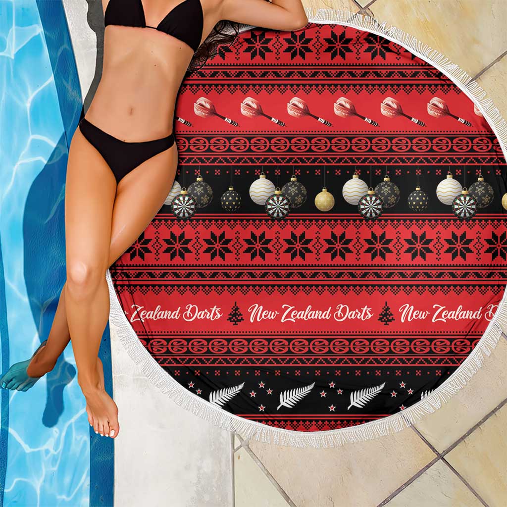 New Zealand Darts Christmas Beach Blanket Merry Xmas Aotearoa Maori Red - Aussie Hoodie