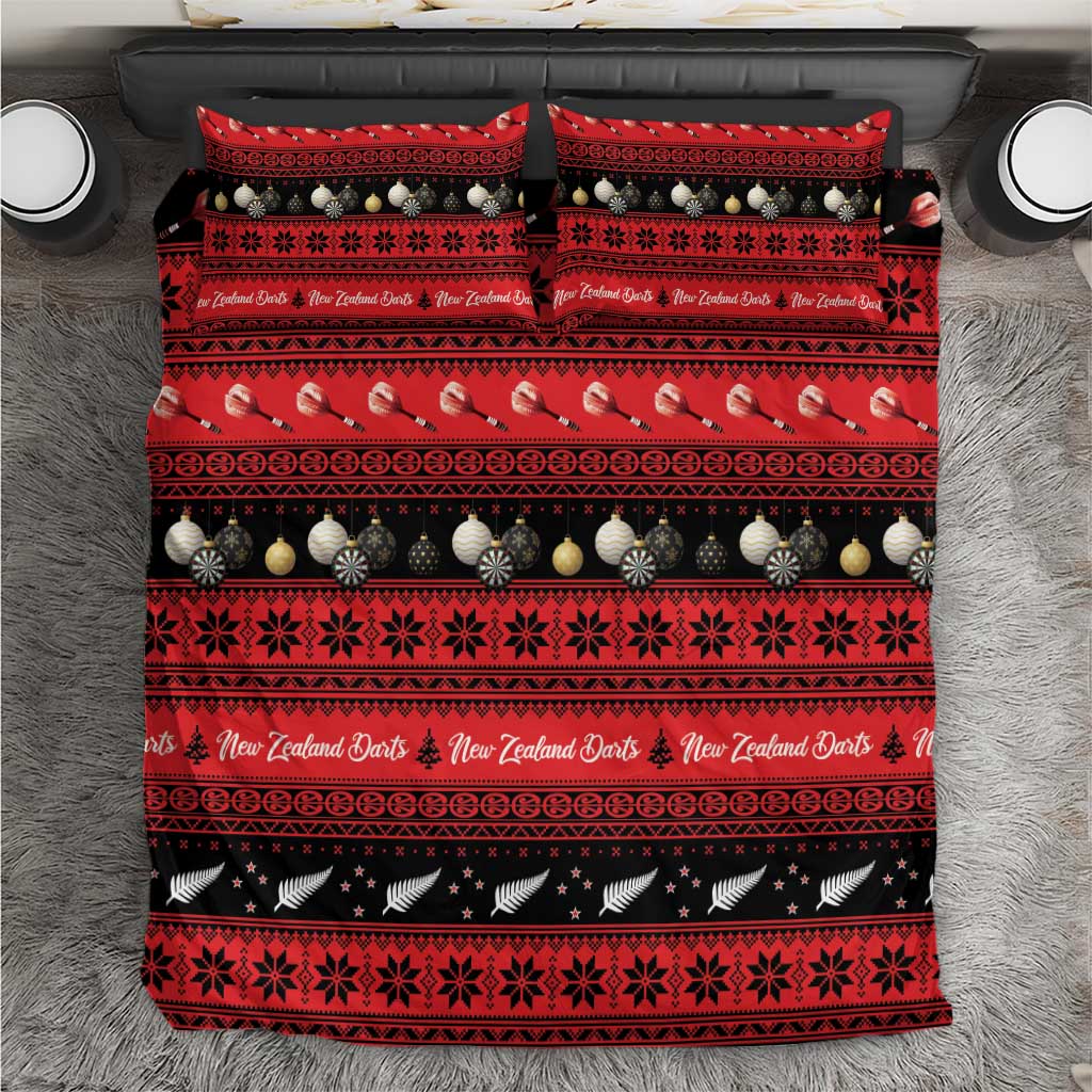 New Zealand Darts Christmas Bedding Set Merry Xmas Aotearoa Maori Red - Aussie Hoodie