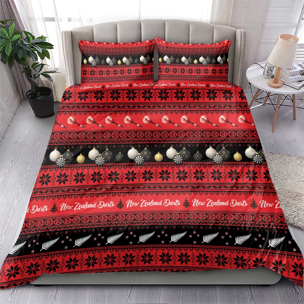 New Zealand Darts Christmas Bedding Set Merry Xmas Aotearoa Maori Red - Aussie Hoodie