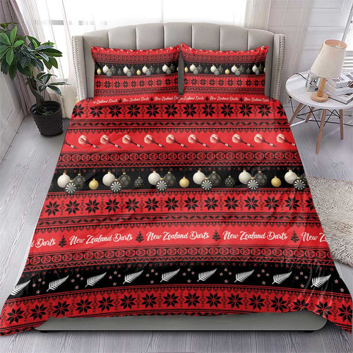 New Zealand Darts Christmas Bedding Set Merry Xmas Aotearoa Maori Red - Aussie Hoodie