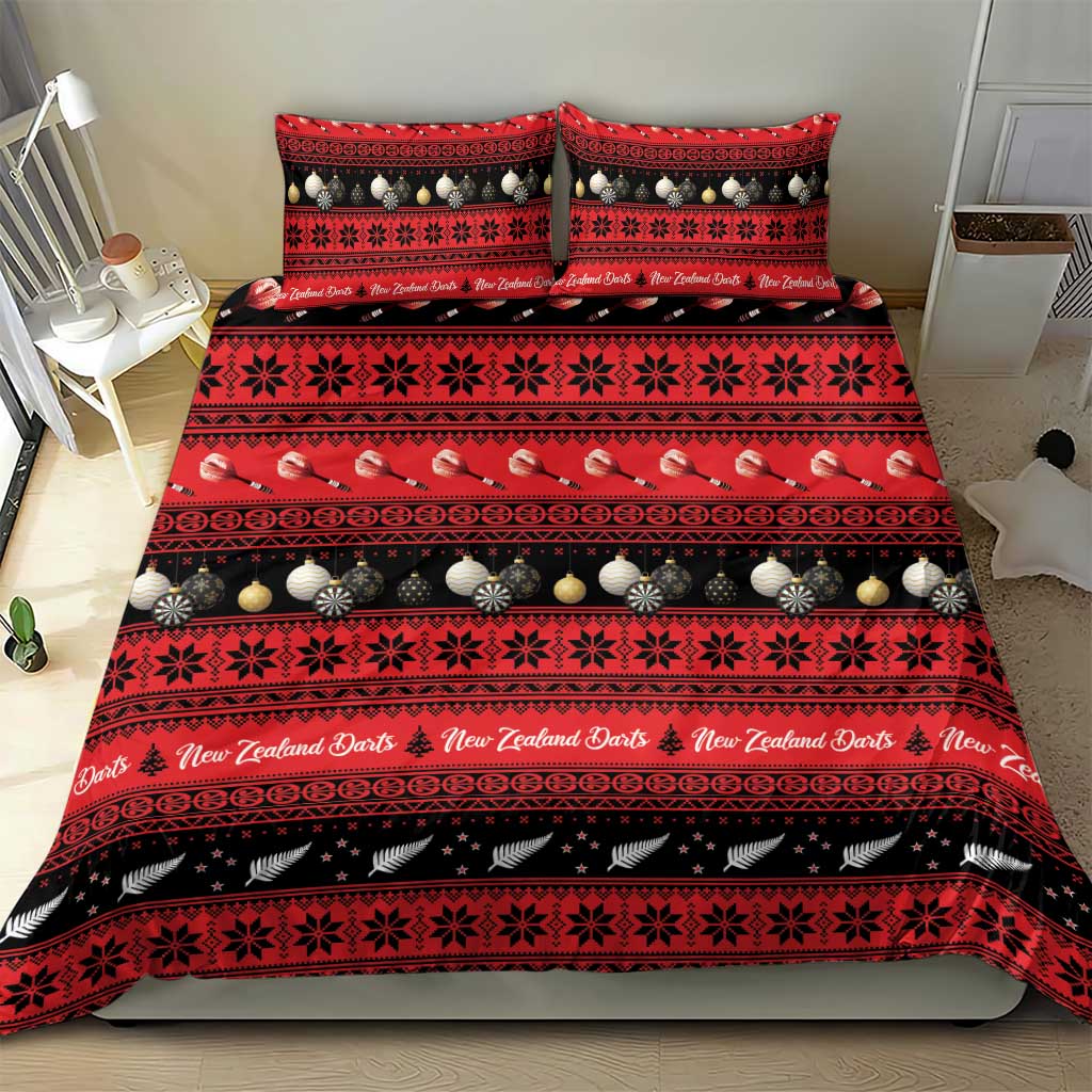 New Zealand Darts Christmas Bedding Set Merry Xmas Aotearoa Maori Red - Aussie Hoodie