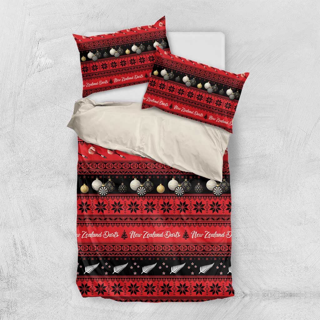 New Zealand Darts Christmas Bedding Set Merry Xmas Aotearoa Maori Red - Aussie Hoodie