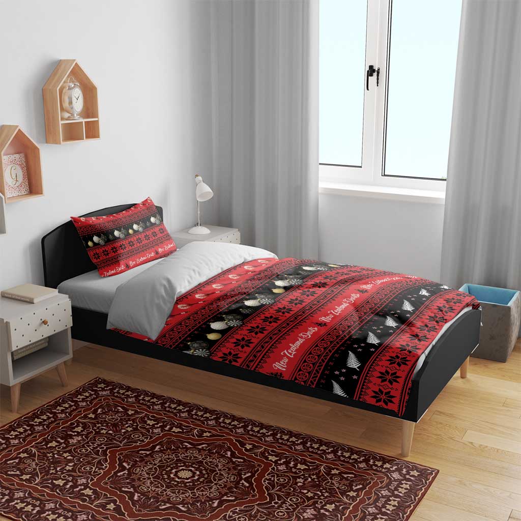 New Zealand Darts Christmas Bedding Set Merry Xmas Aotearoa Maori Red - Aussie Hoodie
