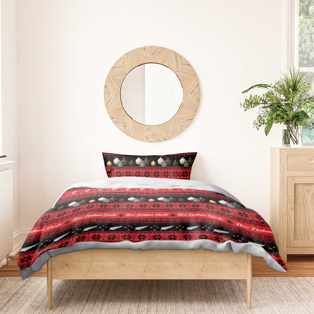 New Zealand Darts Christmas Bedding Set Merry Xmas Aotearoa Maori Red - Aussie Hoodie