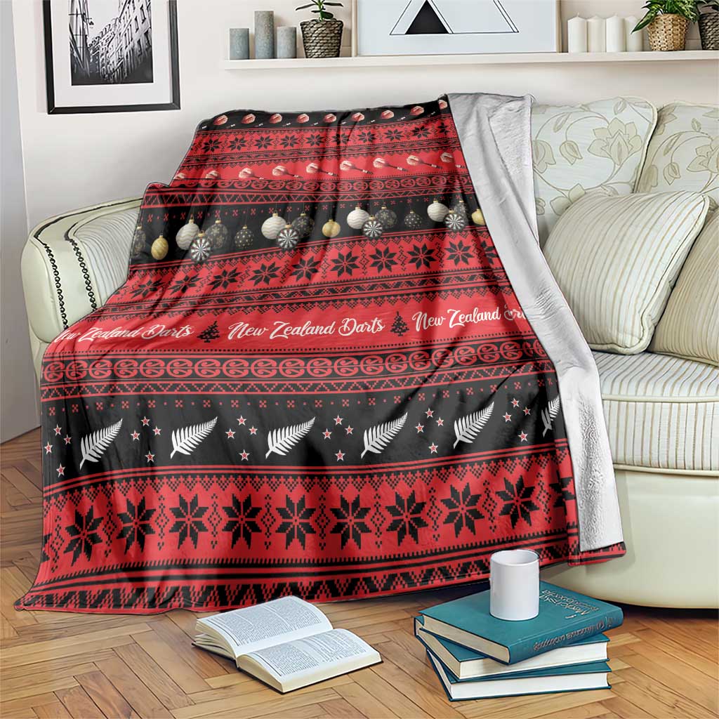 New Zealand Darts Christmas Blanket Merry Xmas Aotearoa Maori Red - Aussie Hoodie