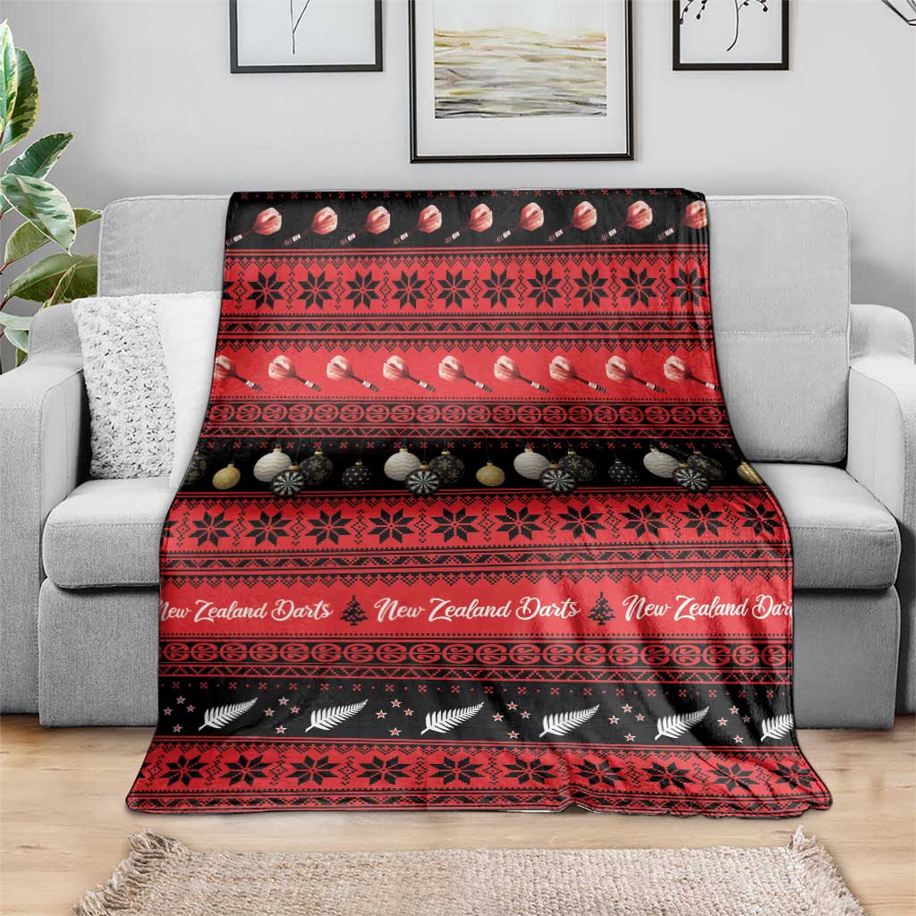 New Zealand Darts Christmas Blanket Merry Xmas Aotearoa Maori Red - Aussie Hoodie