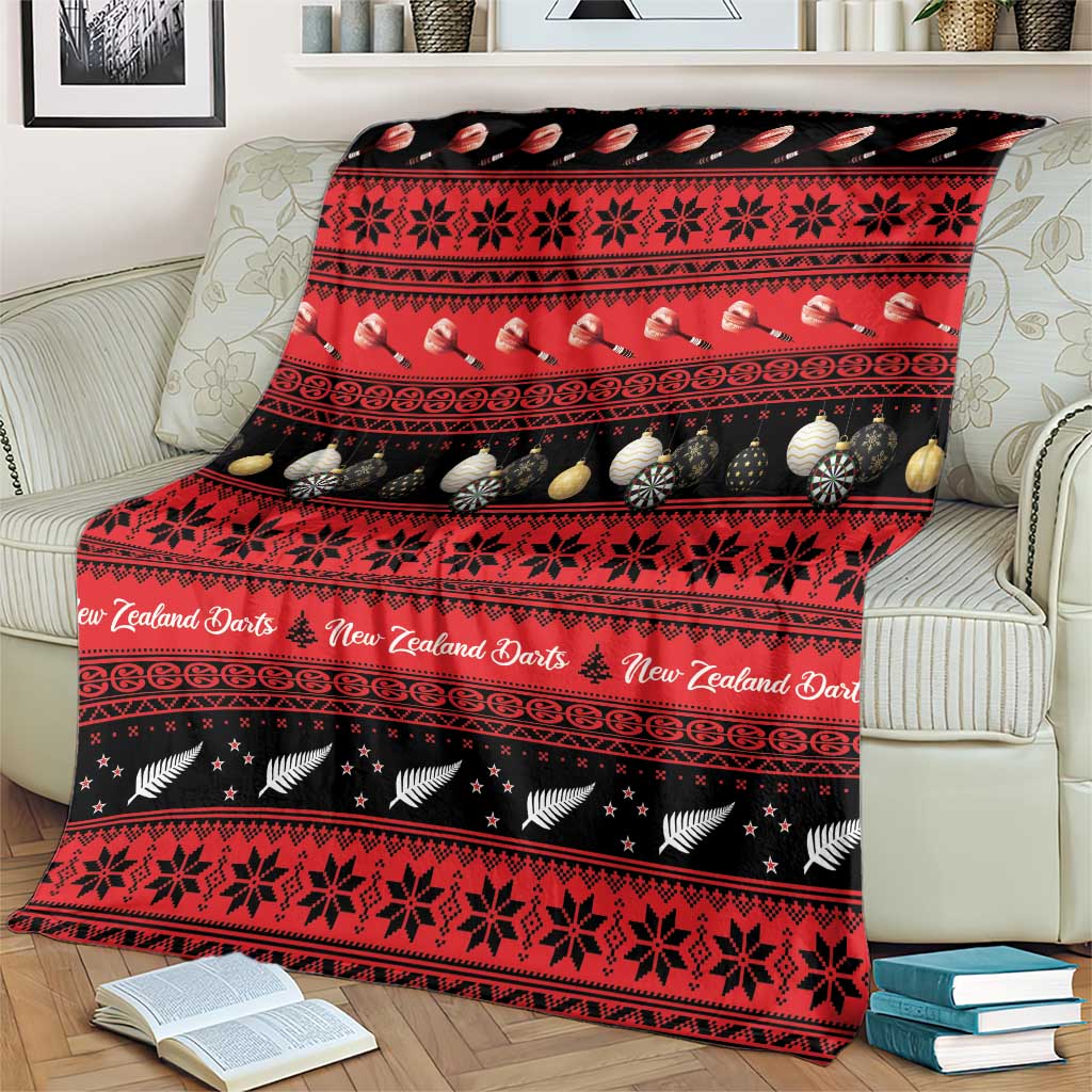 New Zealand Darts Christmas Blanket Merry Xmas Aotearoa Maori Red - Aussie Hoodie