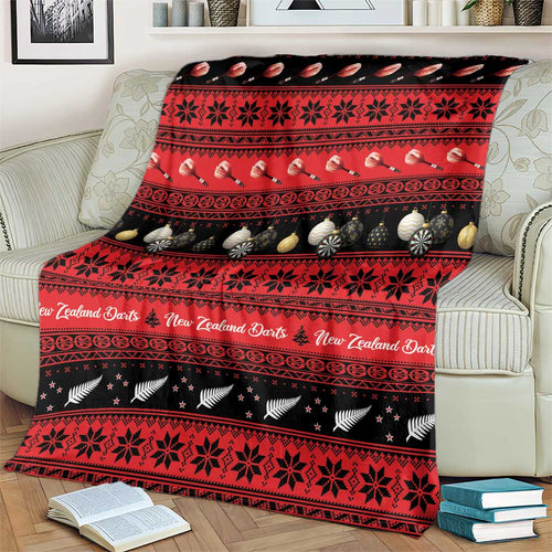New Zealand Darts Christmas Blanket Merry Xmas Aotearoa Maori Red - Aussie Hoodie