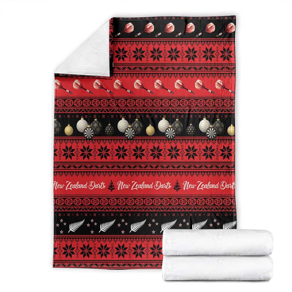 New Zealand Darts Christmas Blanket Merry Xmas Aotearoa Maori Red - Aussie Hoodie
