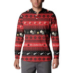New Zealand Darts Christmas Button Sweatshirt Merry Xmas Aotearoa Maori Red - Aussie Hoodie