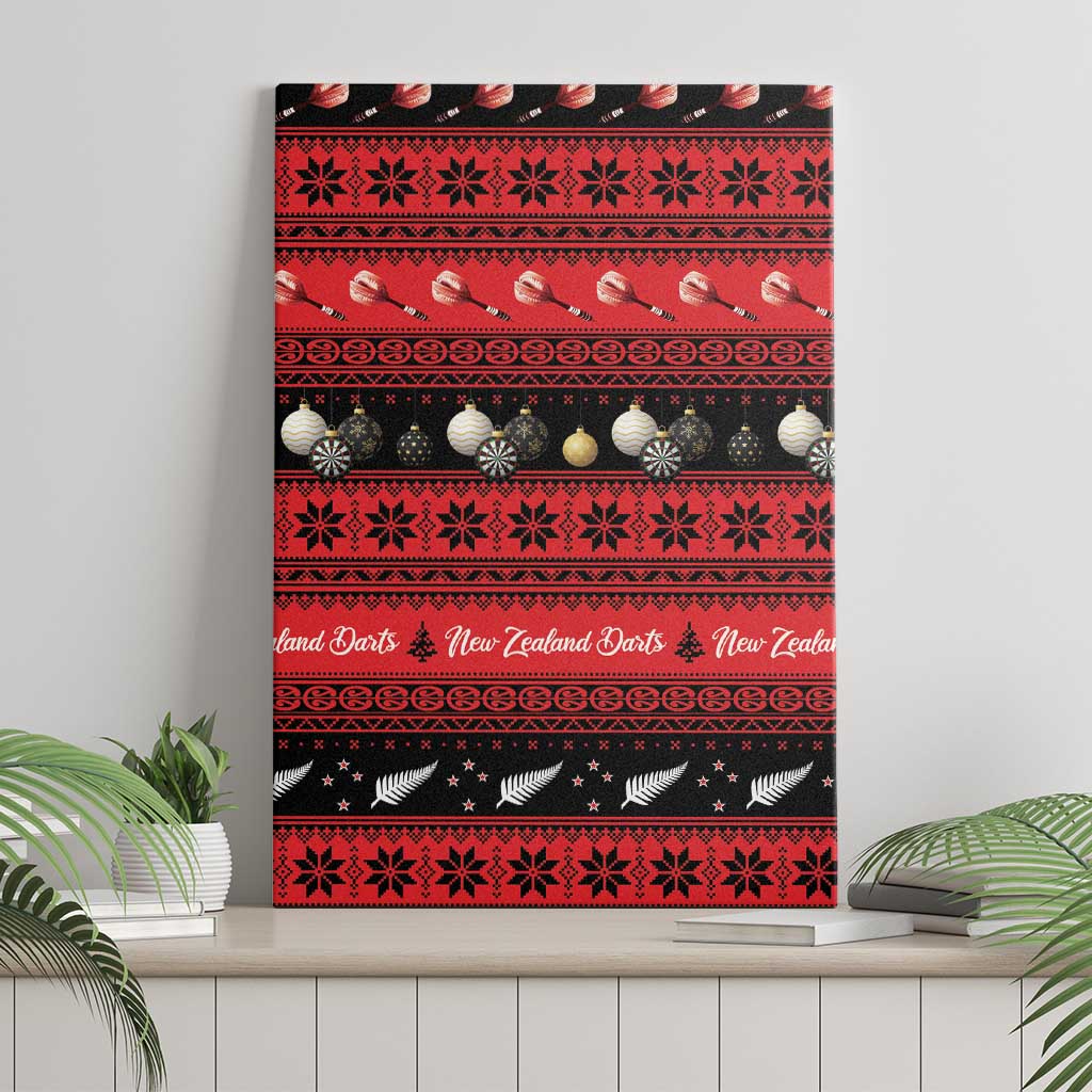 New Zealand Darts Christmas Canvas Wall Art Merry Xmas Aotearoa Maori Red - Aussie Hoodie
