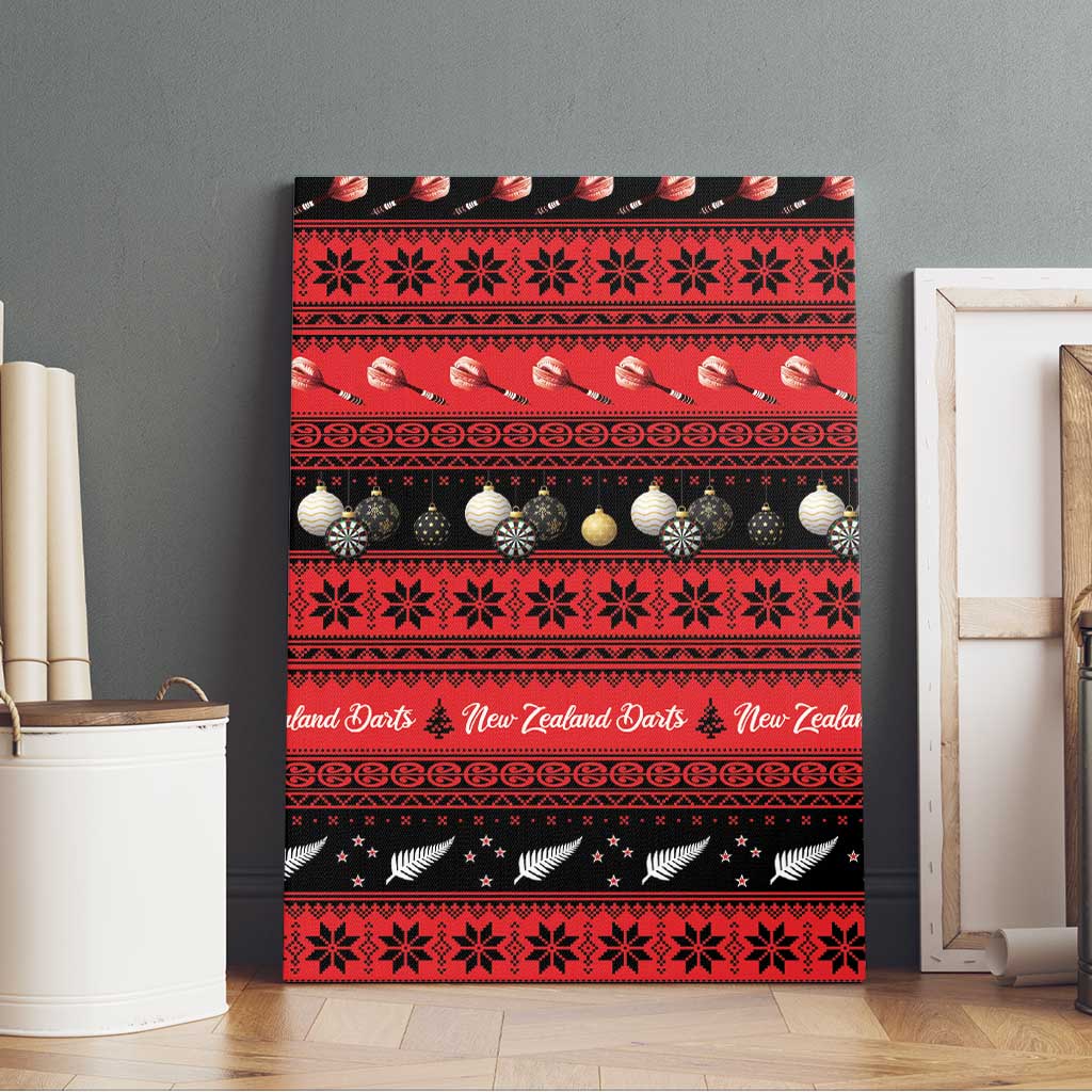 New Zealand Darts Christmas Canvas Wall Art Merry Xmas Aotearoa Maori Red - Aussie Hoodie