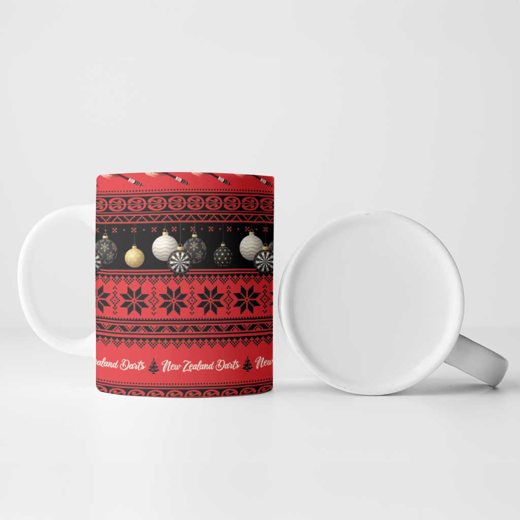 New Zealand Darts Christmas Ceramic Mug Merry Xmas Aotearoa Maori Red - Aussie Hoodie