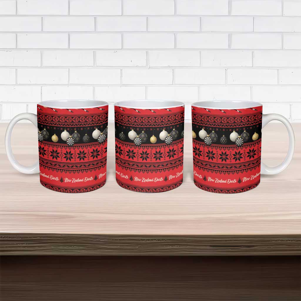 New Zealand Darts Christmas Ceramic Mug Merry Xmas Aotearoa Maori Red - Aussie Hoodie