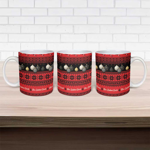 New Zealand Darts Christmas Ceramic Mug Merry Xmas Aotearoa Maori Red - Aussie Hoodie