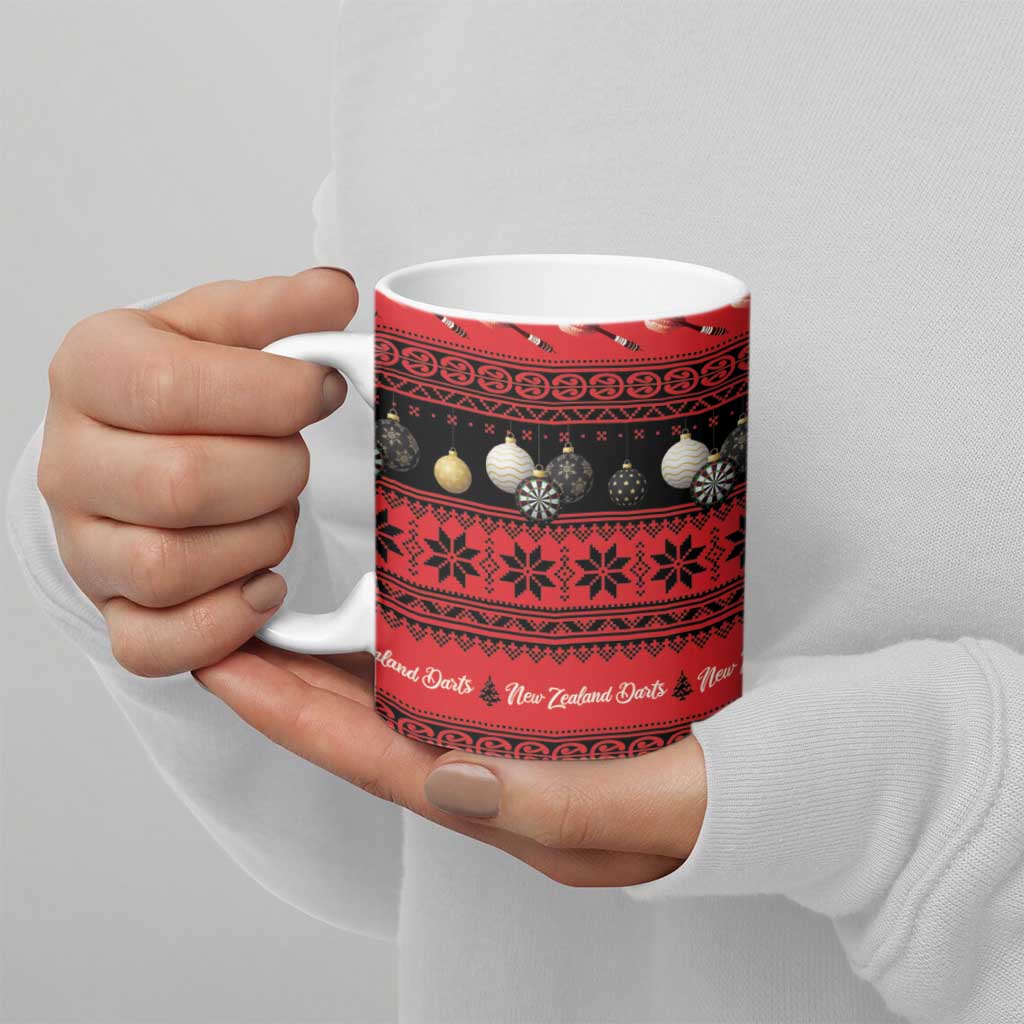 New Zealand Darts Christmas Ceramic Mug Merry Xmas Aotearoa Maori Red - Aussie Hoodie