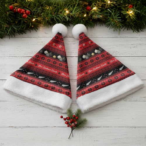 New Zealand Darts Christmas Santa Hat Merry Xmas Aotearoa Maori Red - Aussie Hoodie