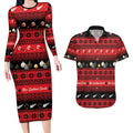 New Zealand Darts Christmas Couples Matching Long Sleeve Bodycon Dress and Hawaiian Shirt Merry Xmas Aotearoa Maori Red - Aussie Hoodie