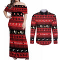 New Zealand Darts Christmas Couples Matching Off Shoulder Maxi Dress and Long Sleeve Button Shirt Merry Xmas Aotearoa Maori Red - Aussie Hoodie