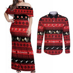 New Zealand Darts Christmas Couples Matching Off Shoulder Maxi Dress and Long Sleeve Button Shirt Merry Xmas Aotearoa Maori Red - Aussie Hoodie