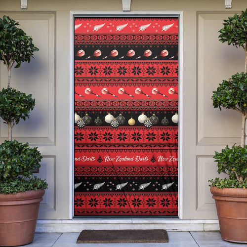 New Zealand Darts Christmas Door Cover Merry Xmas Aotearoa Maori Red - Aussie Hoodie