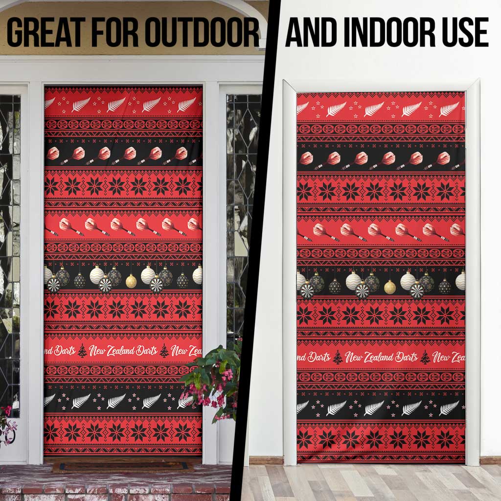 New Zealand Darts Christmas Door Cover Merry Xmas Aotearoa Maori Red - Aussie Hoodie