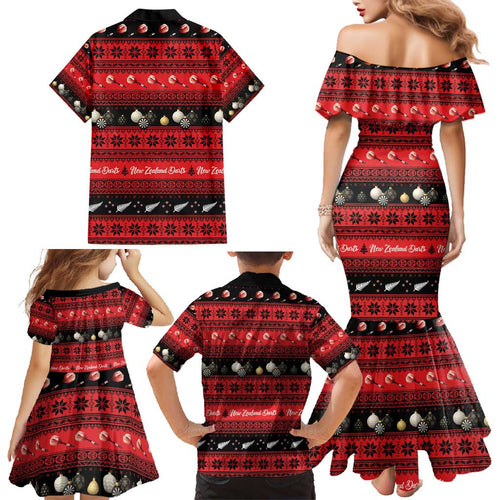 New Zealand Darts Christmas Family Matching Mermaid Dress and Hawaiian Shirt Merry Xmas Aotearoa Maori Red - Aussie Hoodie