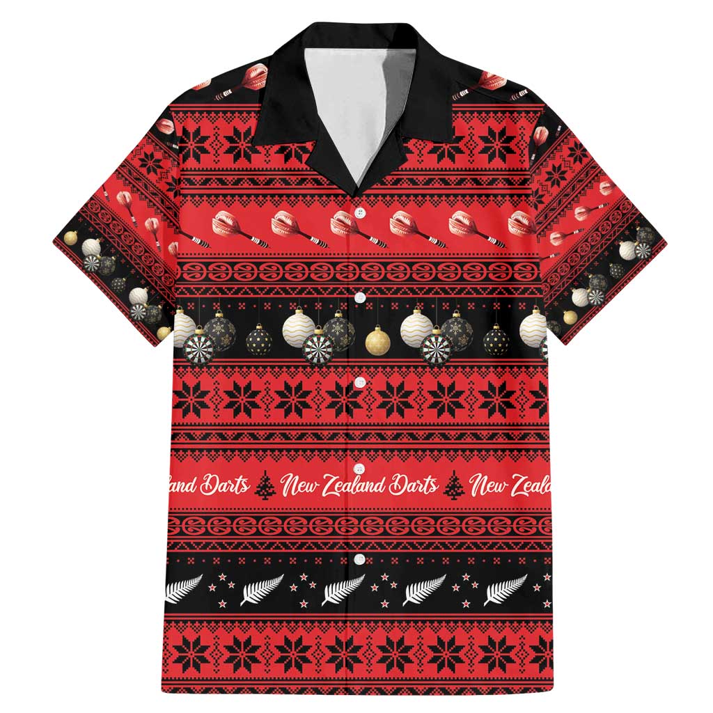 New Zealand Darts Christmas Family Matching Mermaid Dress and Hawaiian Shirt Merry Xmas Aotearoa Maori Red - Aussie Hoodie