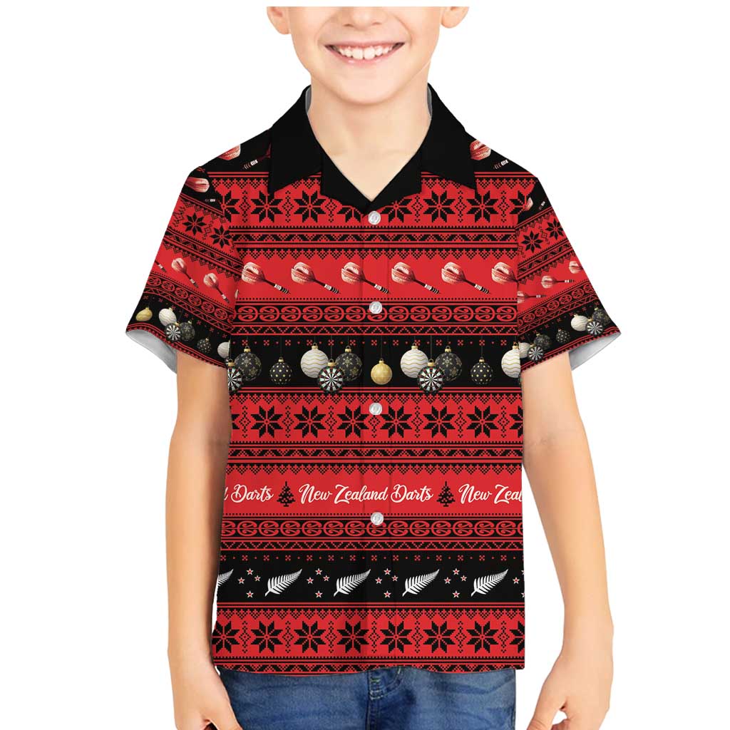 New Zealand Darts Christmas Family Matching Mermaid Dress and Hawaiian Shirt Merry Xmas Aotearoa Maori Red - Aussie Hoodie