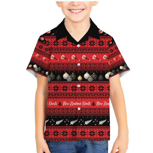 New Zealand Darts Christmas Family Matching Mermaid Dress and Hawaiian Shirt Merry Xmas Aotearoa Maori Red - Aussie Hoodie