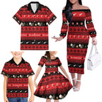 New Zealand Darts Christmas Family Matching Off The Shoulder Long Sleeve Dress and Hawaiian Shirt Merry Xmas Aotearoa Maori Red - Aussie Hoodie