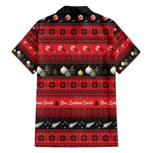 New Zealand Darts Christmas Family Matching Off The Shoulder Long Sleeve Dress and Hawaiian Shirt Merry Xmas Aotearoa Maori Red - Aussie Hoodie