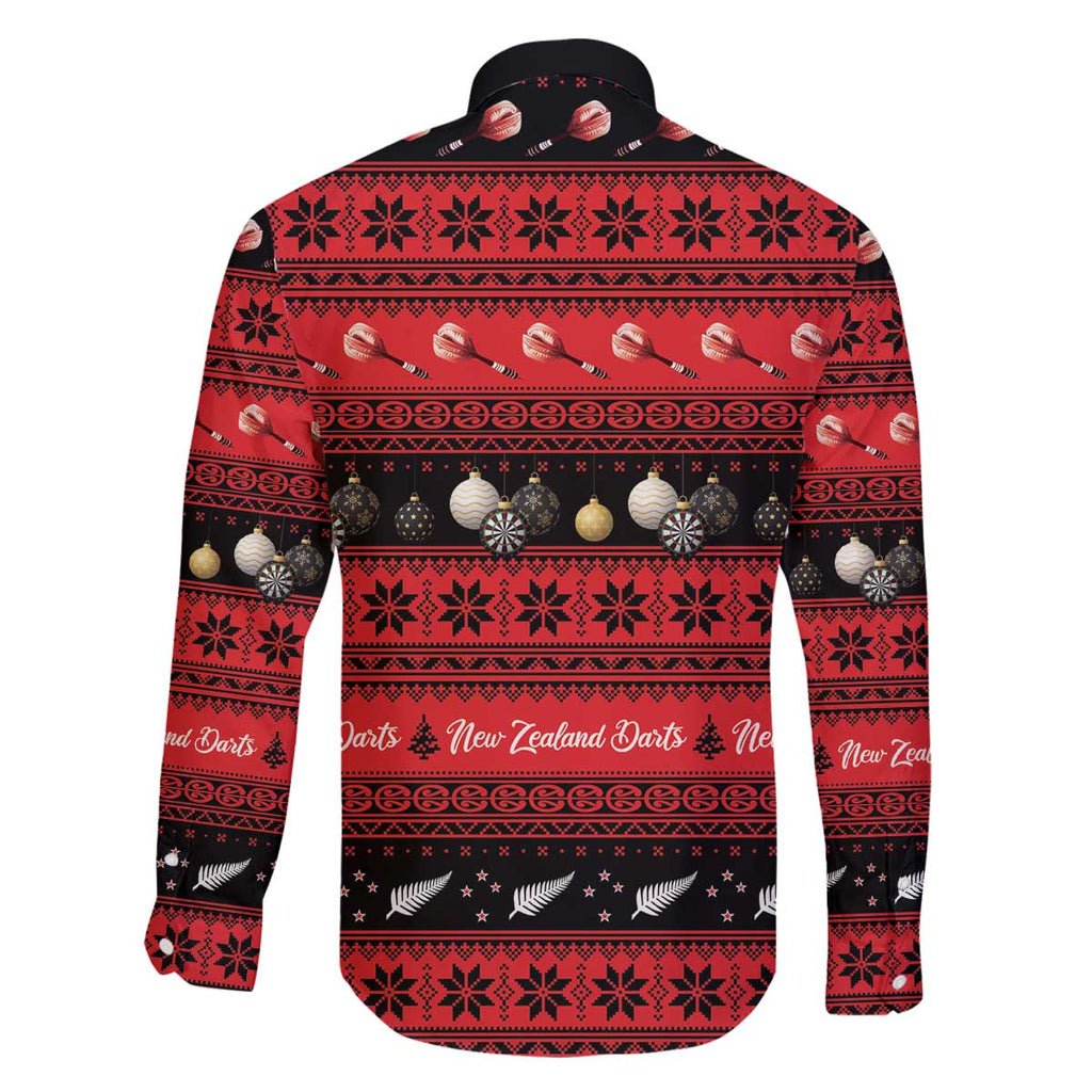 New Zealand Darts Christmas Family Matching Off The Shoulder Long Sleeve Dress and Hawaiian Shirt Merry Xmas Aotearoa Maori Red - Aussie Hoodie