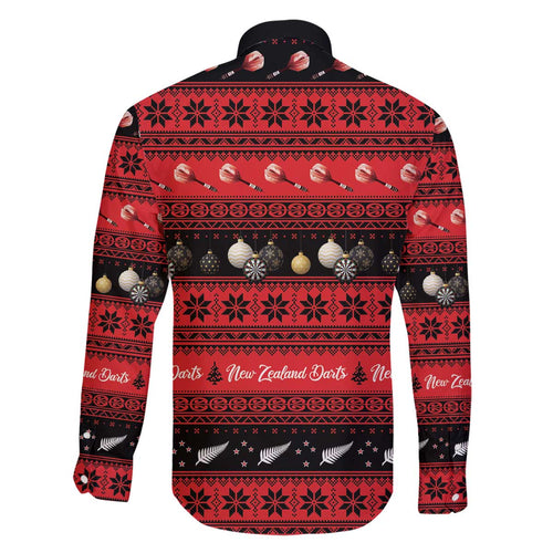 New Zealand Darts Christmas Family Matching Off The Shoulder Long Sleeve Dress and Hawaiian Shirt Merry Xmas Aotearoa Maori Red - Aussie Hoodie
