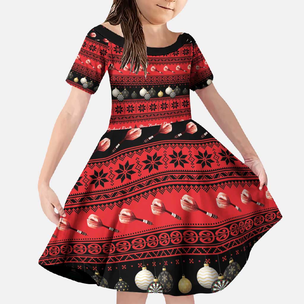 New Zealand Darts Christmas Family Matching Off Shoulder Maxi Dress and Hawaiian Shirt Merry Xmas Aotearoa Maori Red - Aussie Hoodie