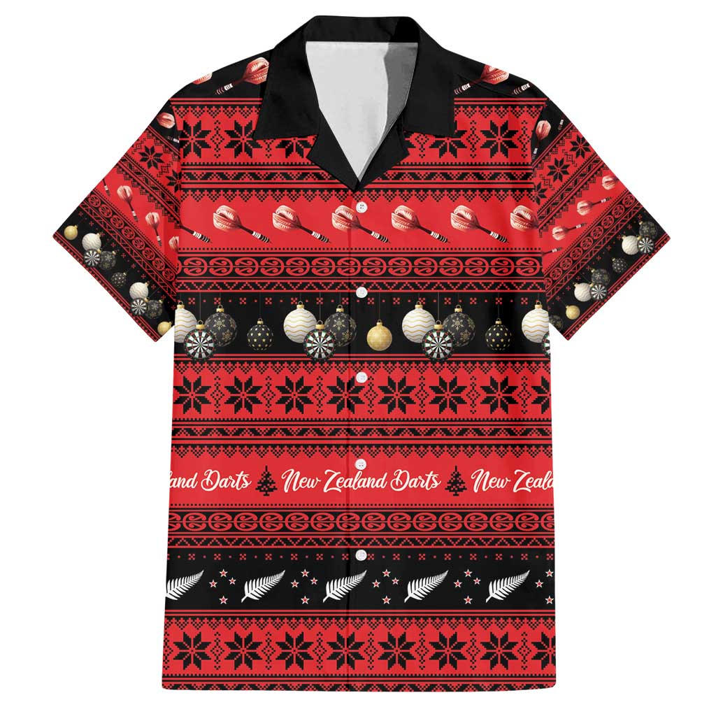 New Zealand Darts Christmas Family Matching Off Shoulder Maxi Dress and Hawaiian Shirt Merry Xmas Aotearoa Maori Red - Aussie Hoodie