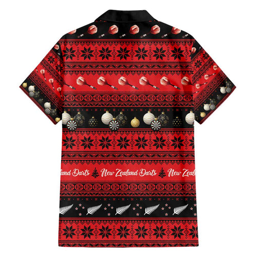 New Zealand Darts Christmas Family Matching Off Shoulder Maxi Dress and Hawaiian Shirt Merry Xmas Aotearoa Maori Red - Aussie Hoodie